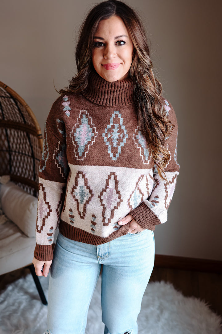 Alexa Jacquard Turtleneck Sweater