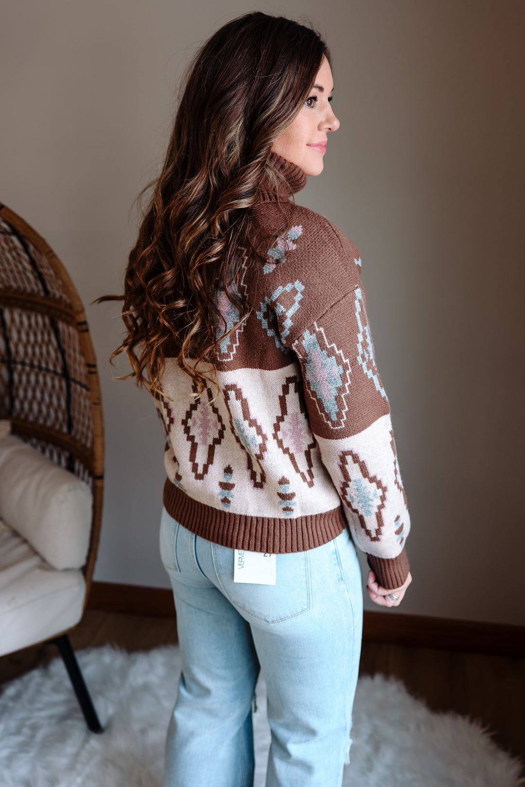 Alexa Jacquard Turtleneck Sweater