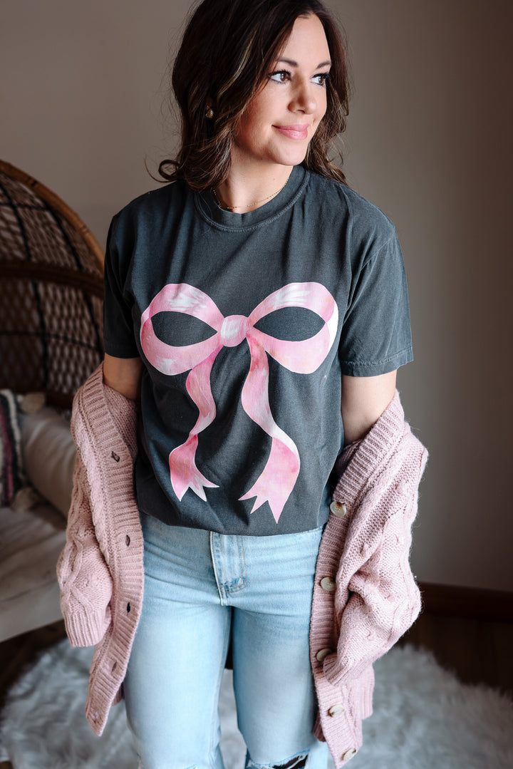 Large Pink Ribbon Graphic Tee - Pepper