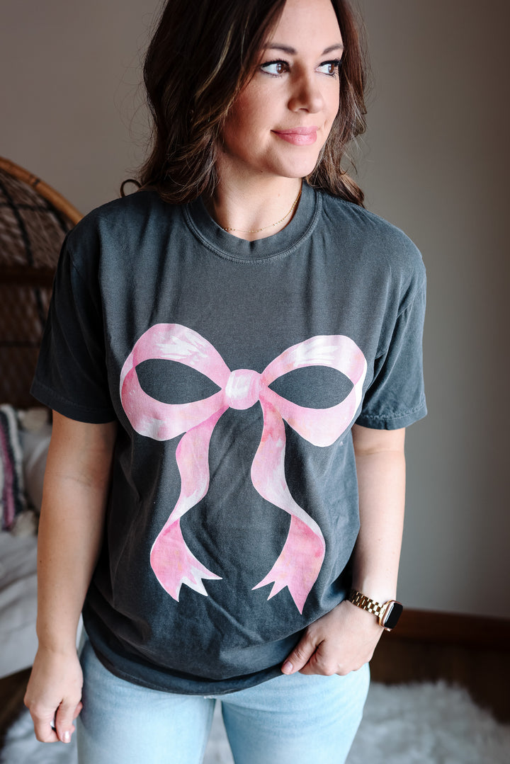 Large Pink Ribbon Graphic Tee - Pepper