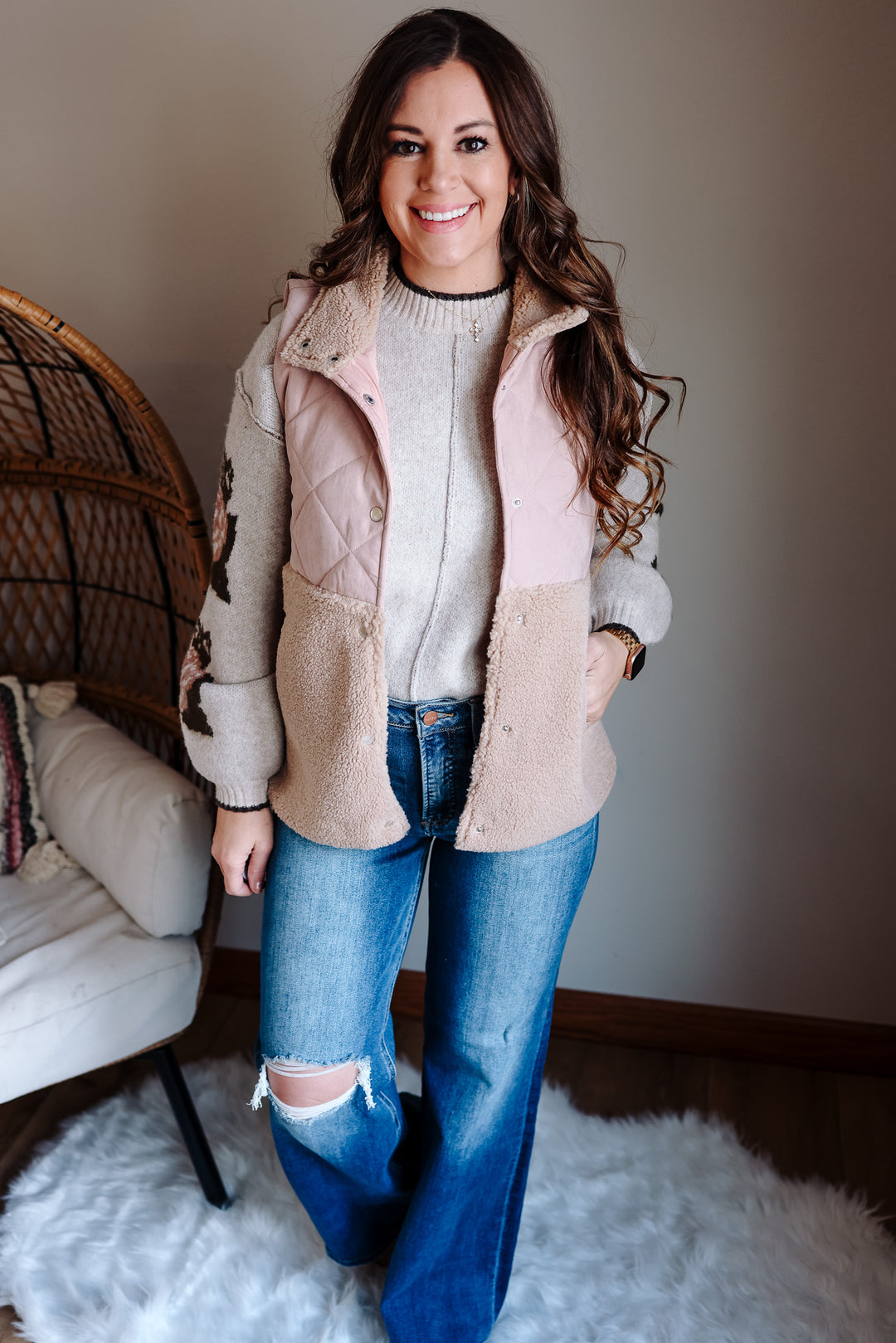 Alyssa Quilted Shearling Vest