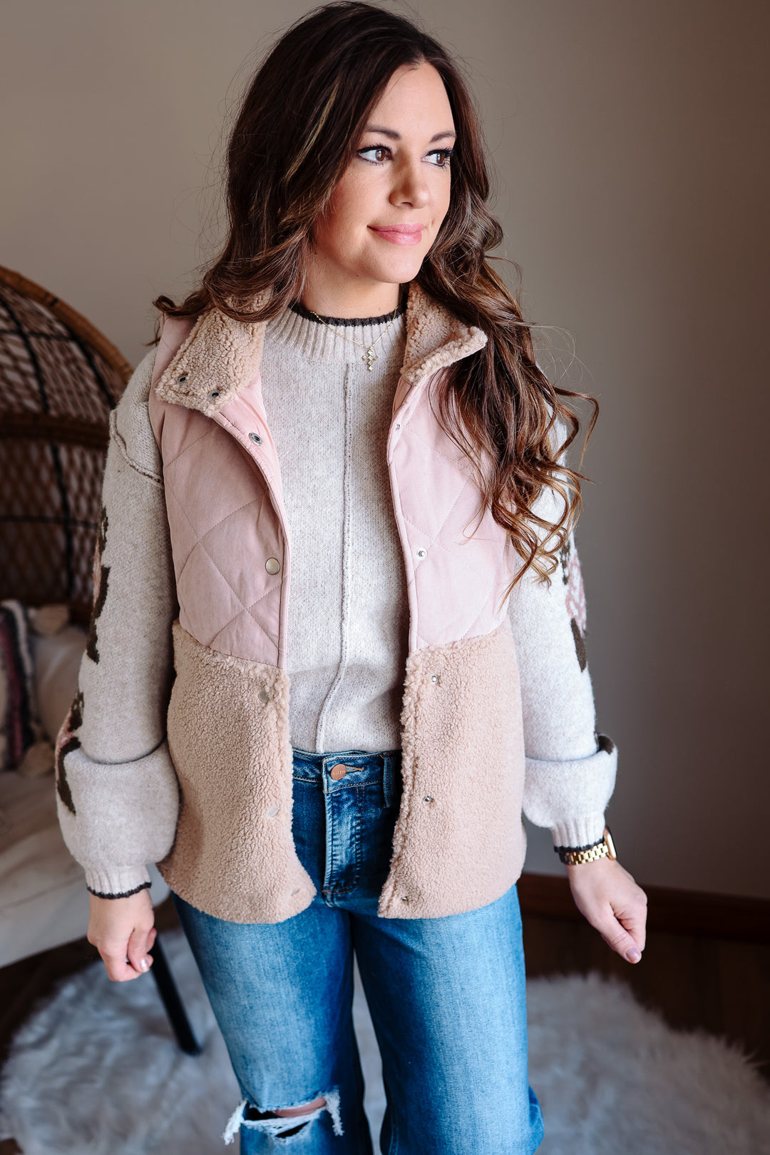 Alyssa Quilted Shearling Vest