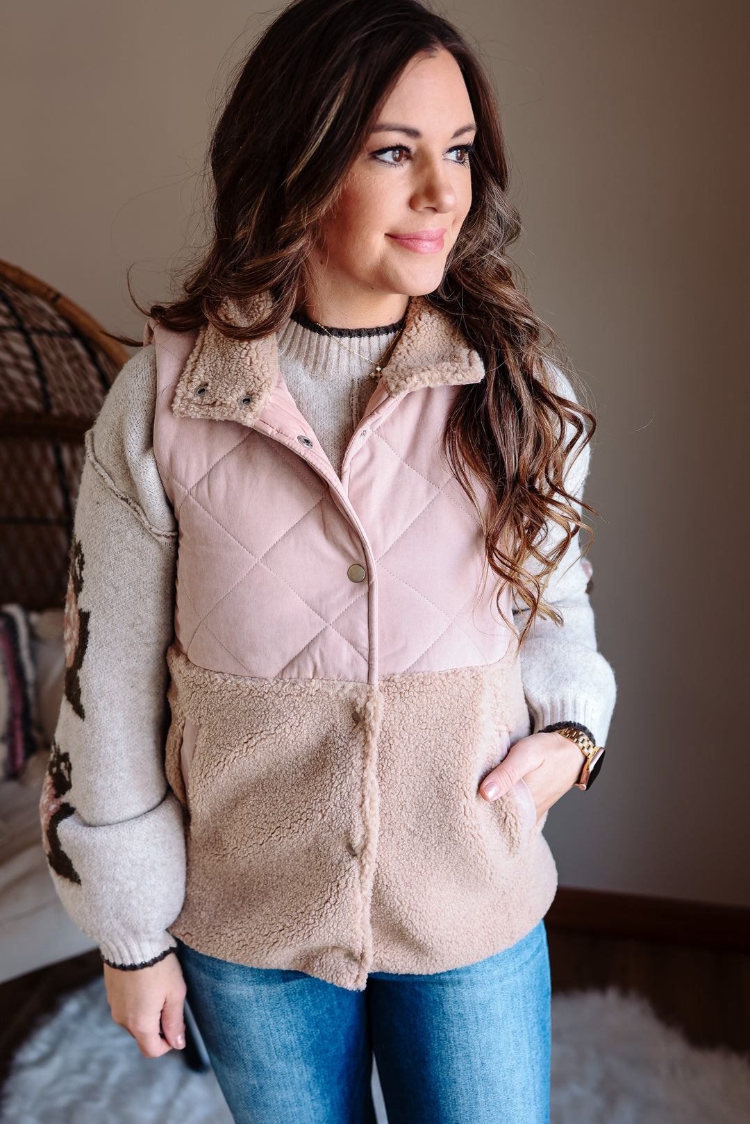 Alyssa Quilted Shearling Vest