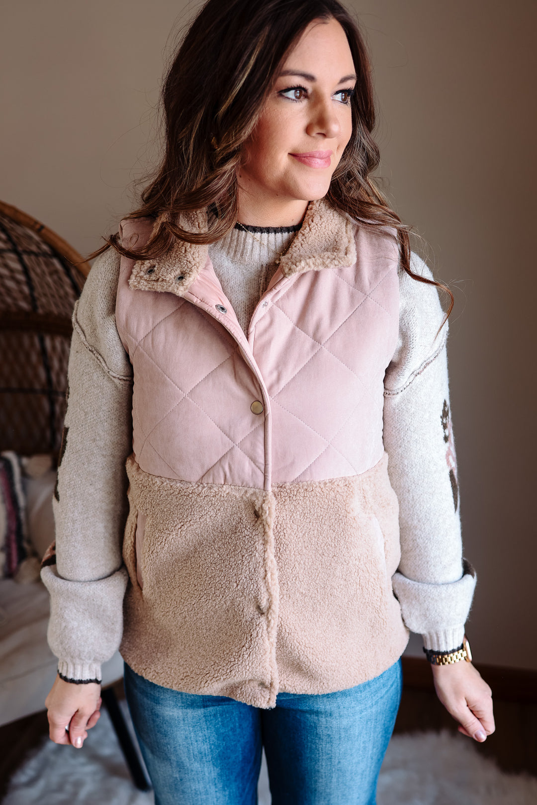 Alyssa Quilted Shearling Vest