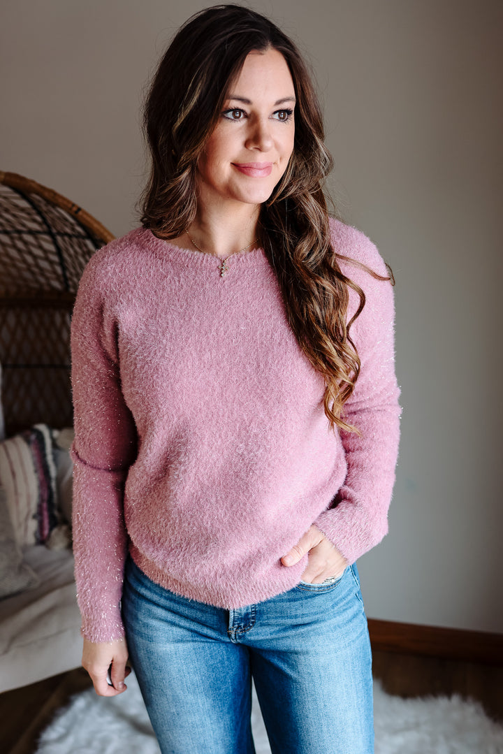 Olivia Eyelash Sweater - Mauve