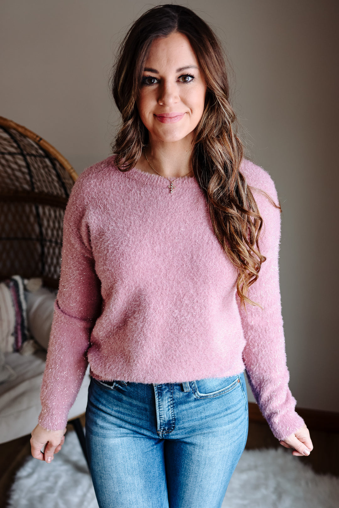 Olivia Eyelash Sweater - Mauve