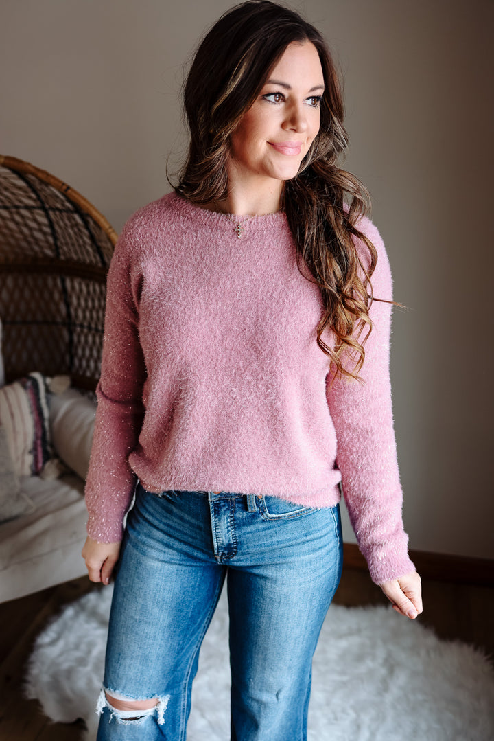 Olivia Eyelash Sweater - Mauve