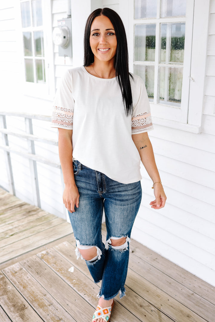 Morgan Lace Sleeve Tee