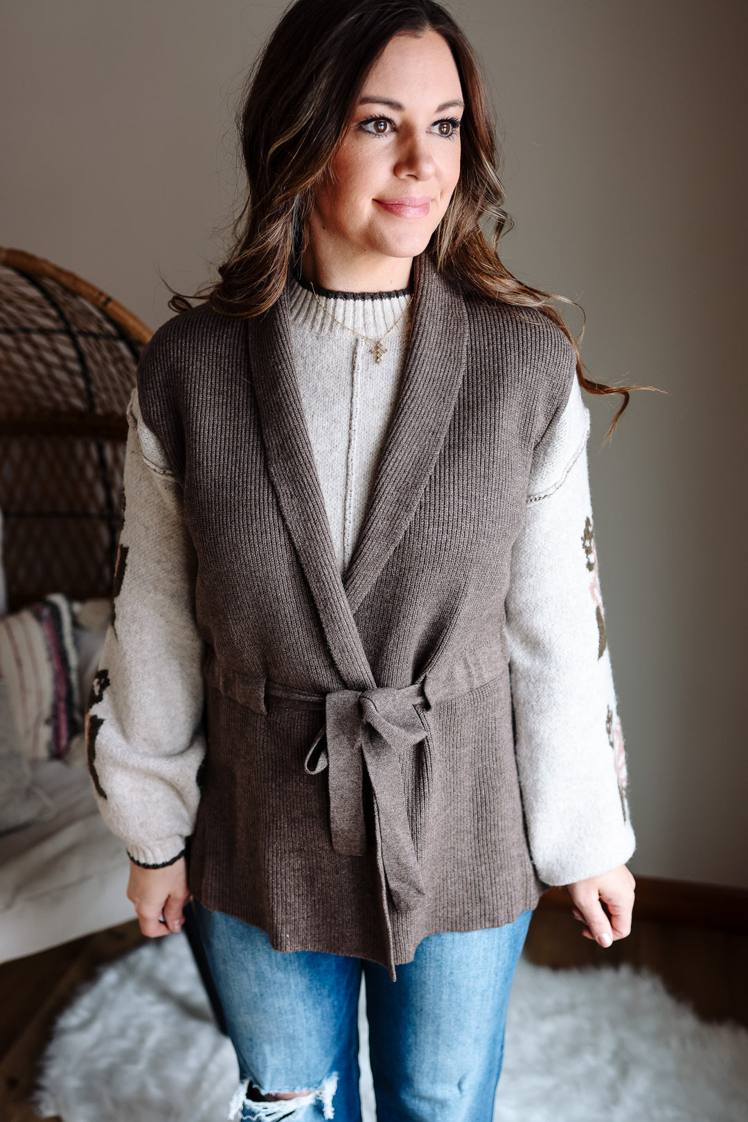 Bailey Tie Waist Sweater Vest