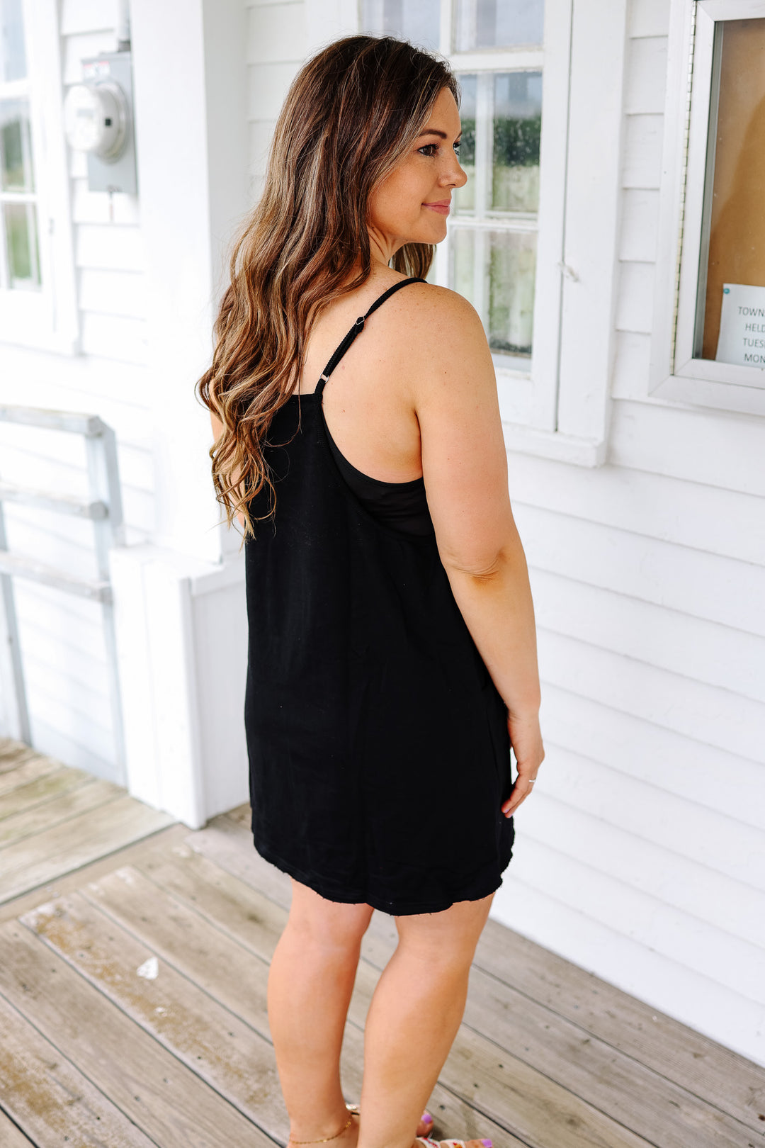 Sporty Romper Dress - Black