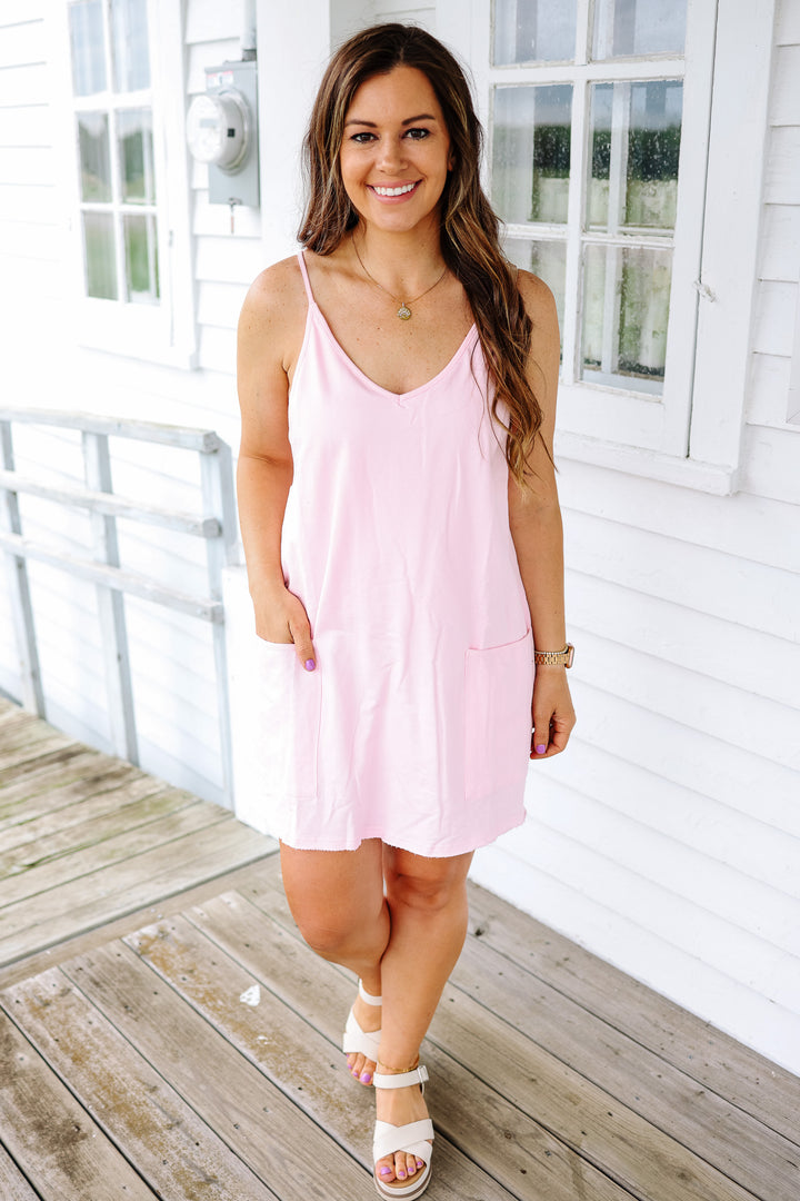 Sporty Romper Dress - Light Pink