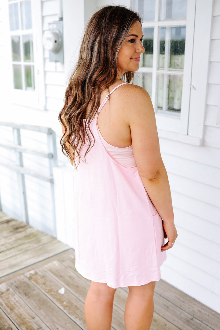 Sporty Romper Dress - Light Pink