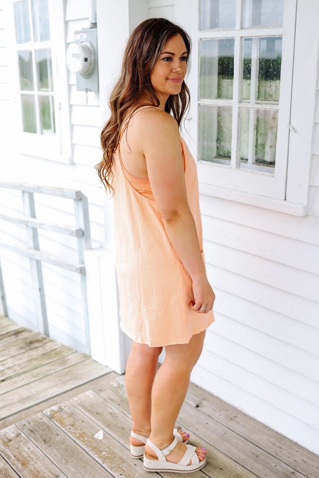 Sporty Romper Dress - Peach