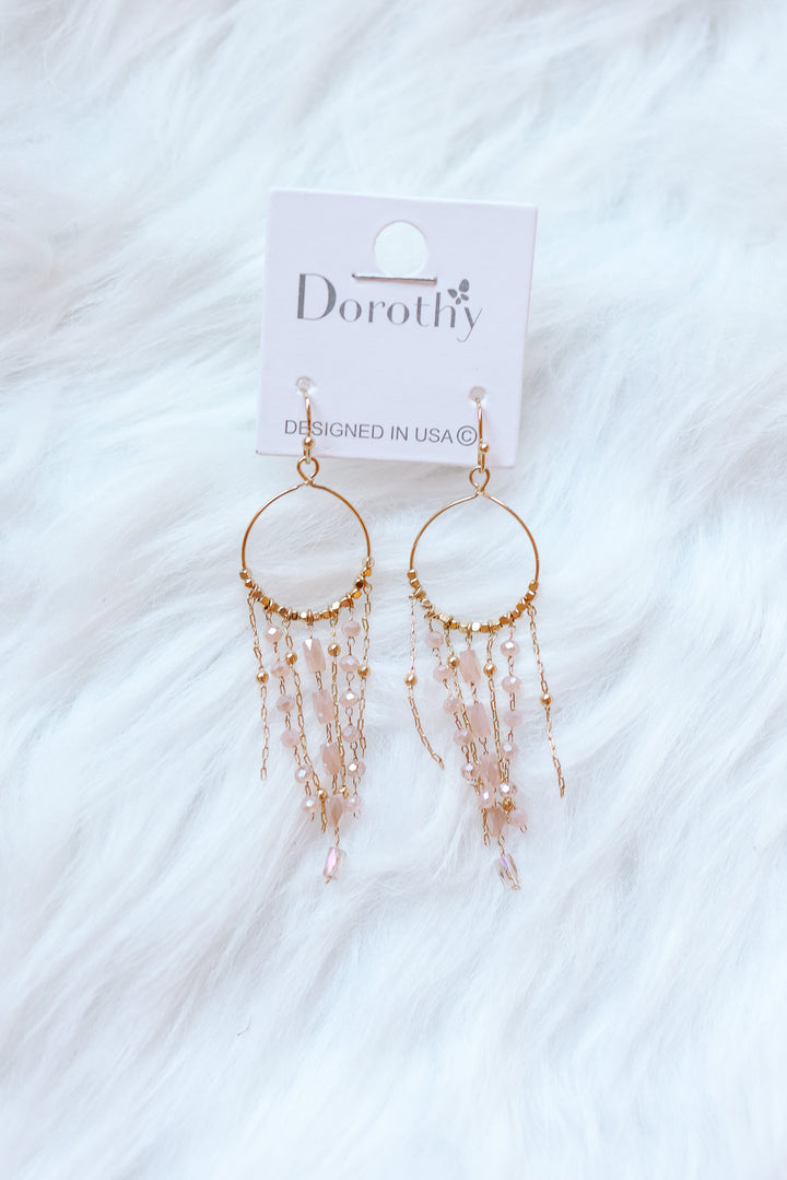 Nia Fringe Earrings - Pink