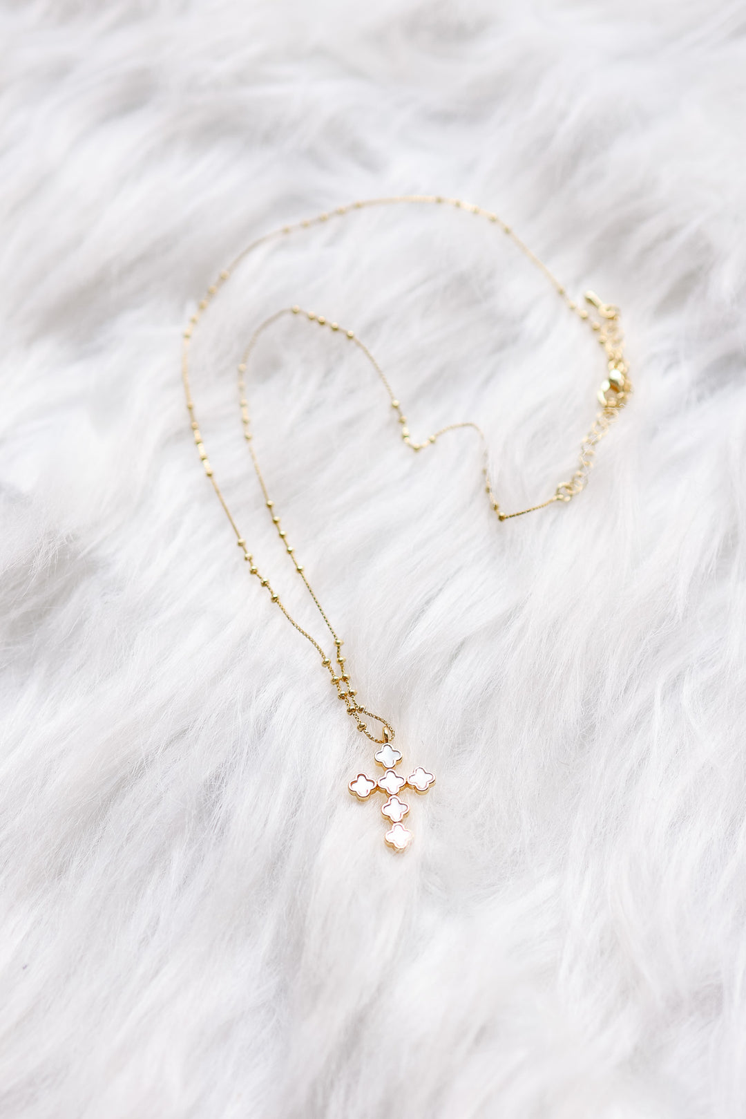 Melody Pearl Cross Pendant Necklace