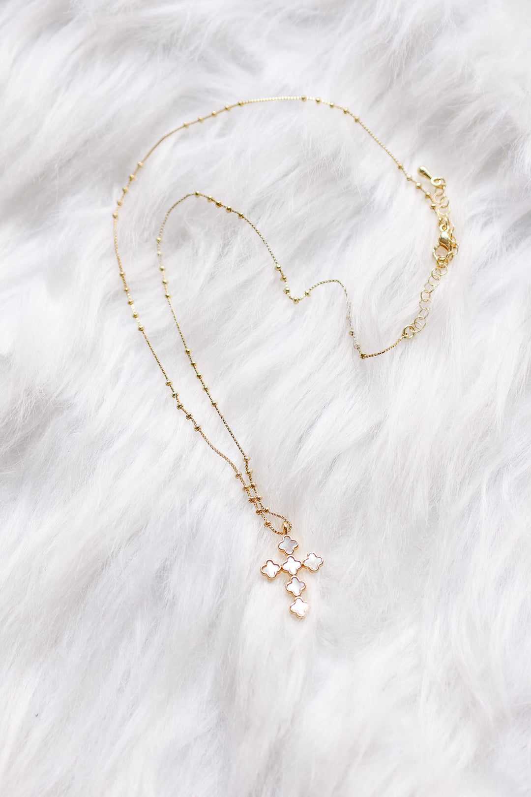 Melody Pearl Cross Pendant Necklace