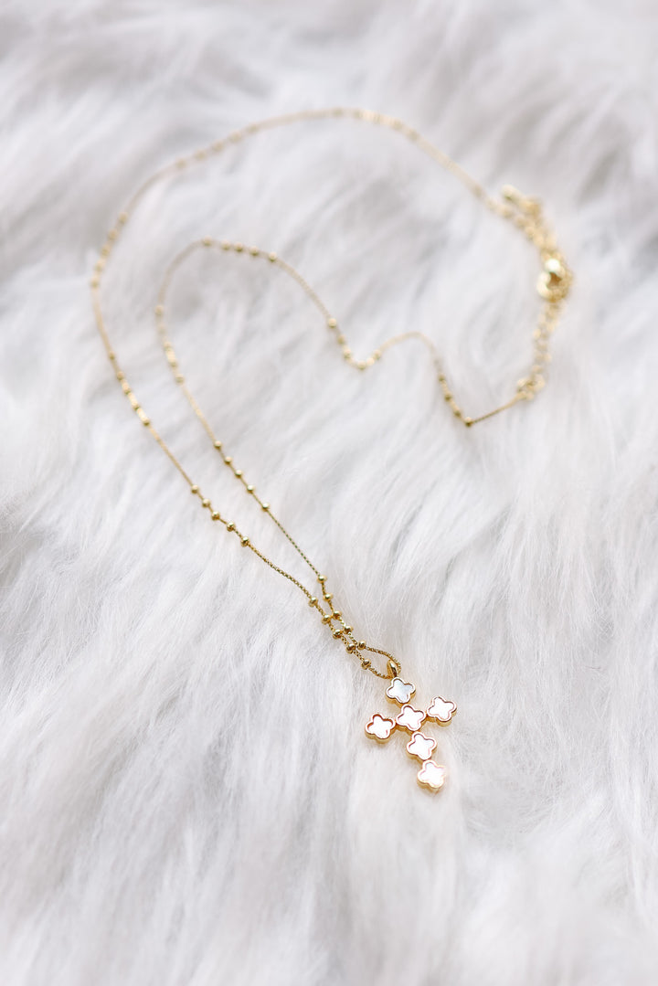 Melody Pearl Cross Pendant Necklace