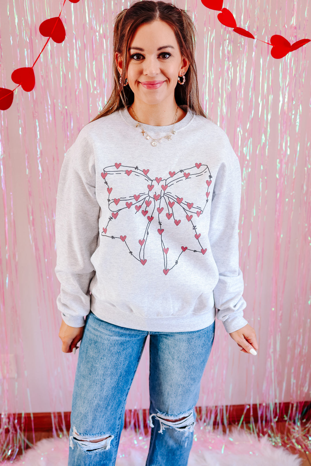 Wrapped In Love Crewneck Sweatshirt - Ash Grey