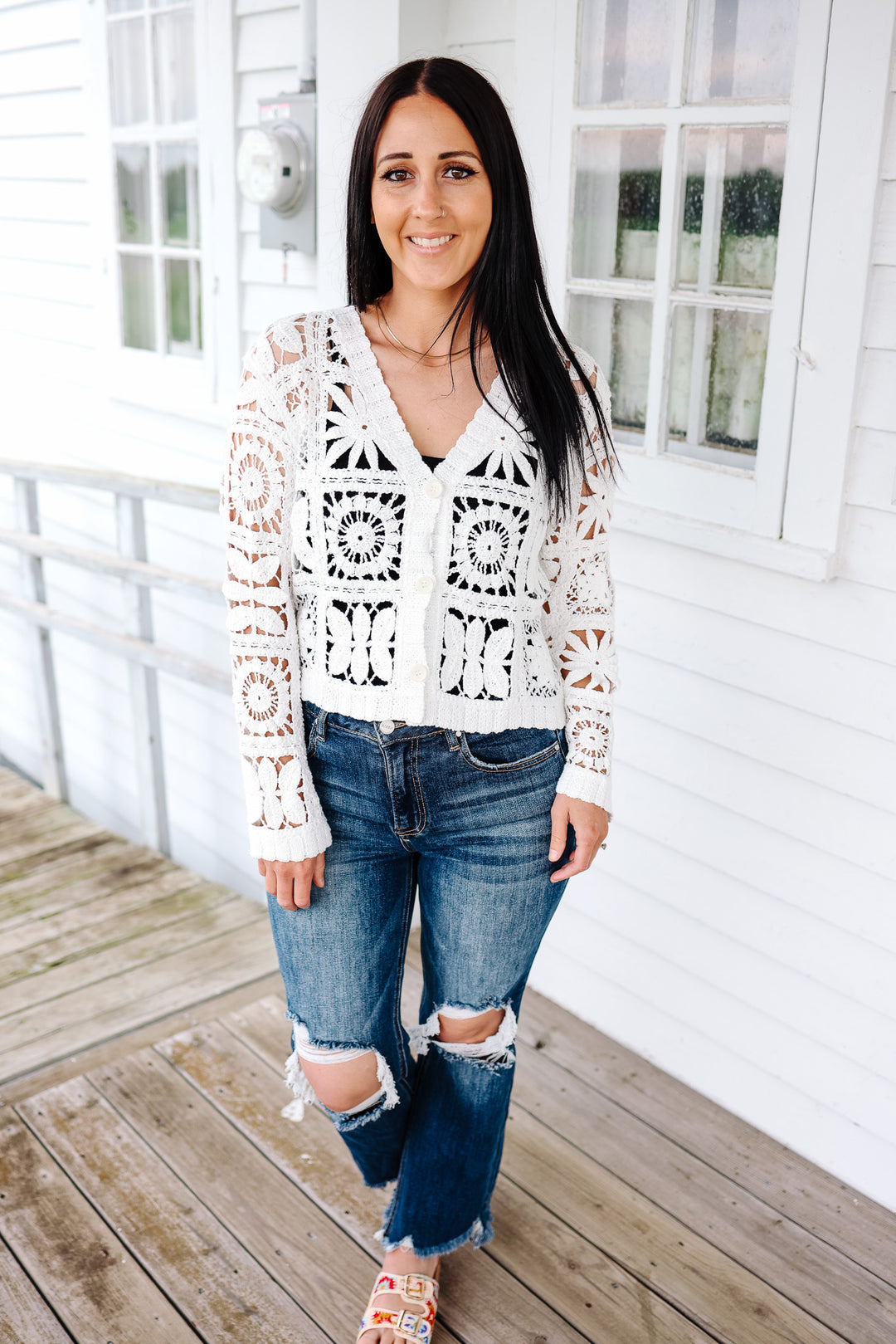 Hazel Crochet Button Up Cardigan