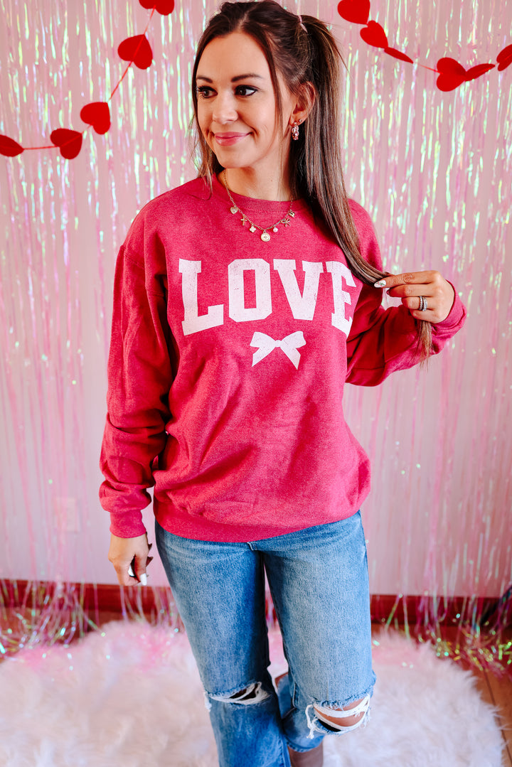 Love Struck Graphic Sweatshirt - Vintage Heather Red