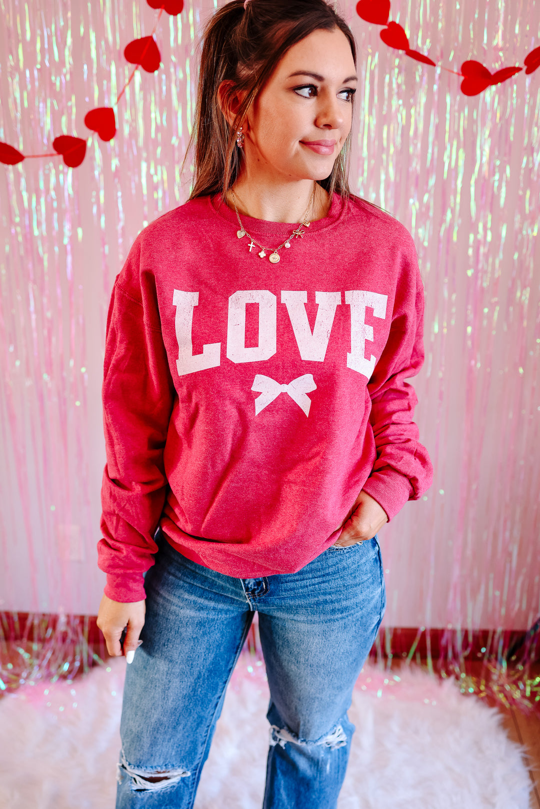 Love Struck Graphic Sweatshirt - Vintage Heather Red