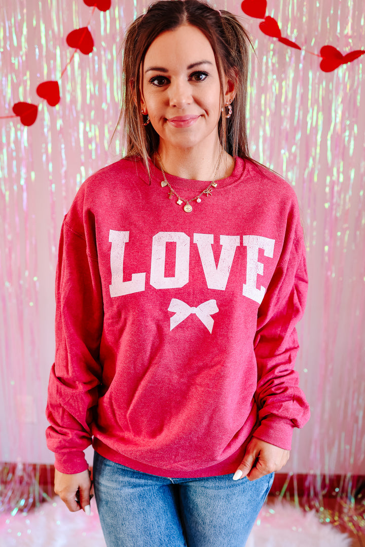 Love Struck Graphic Sweatshirt - Vintage Heather Red