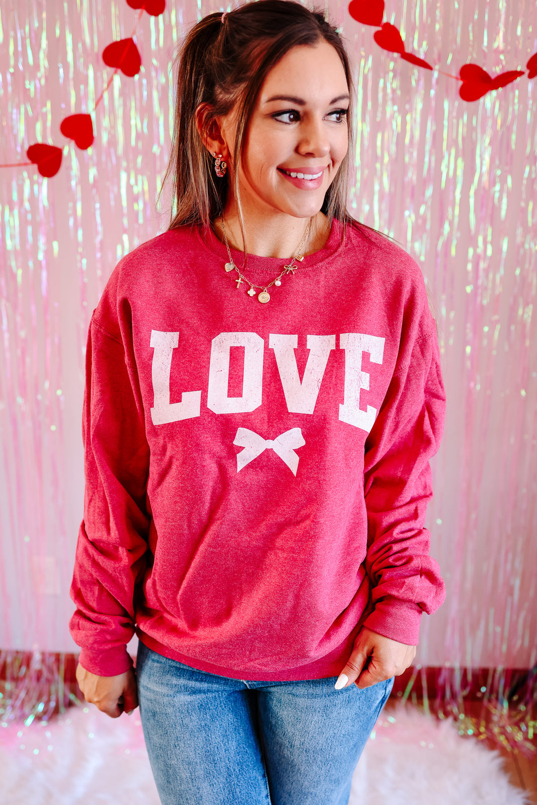 Love Struck Graphic Sweatshirt - Vintage Heather Red