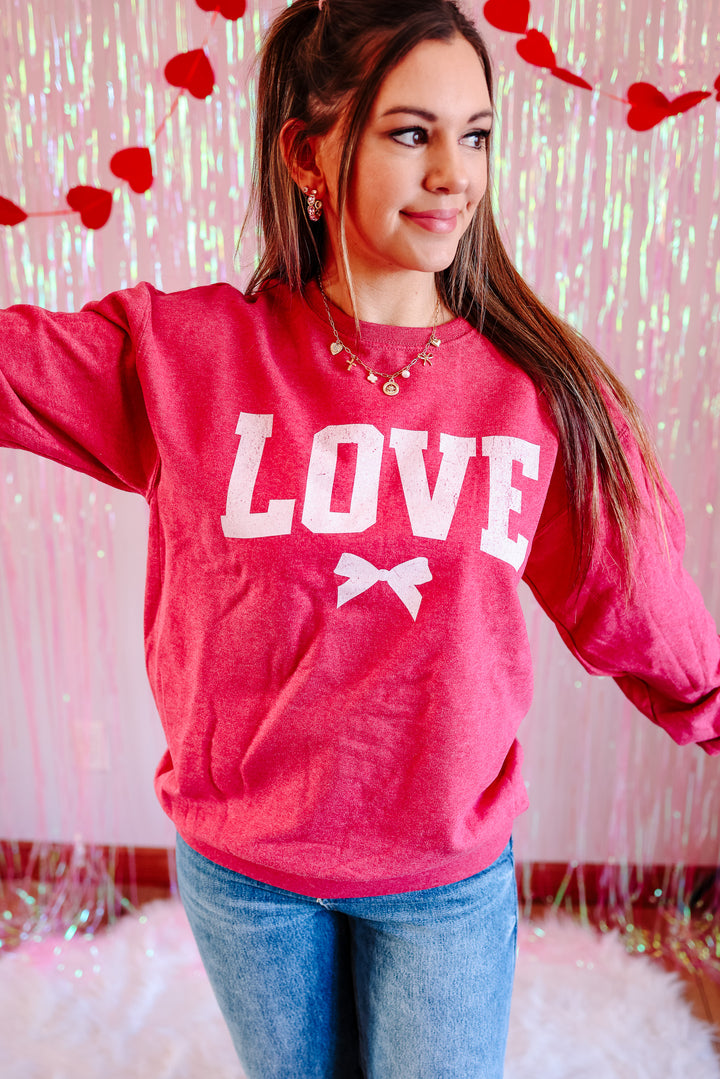 Love Struck Graphic Sweatshirt - Vintage Heather Red