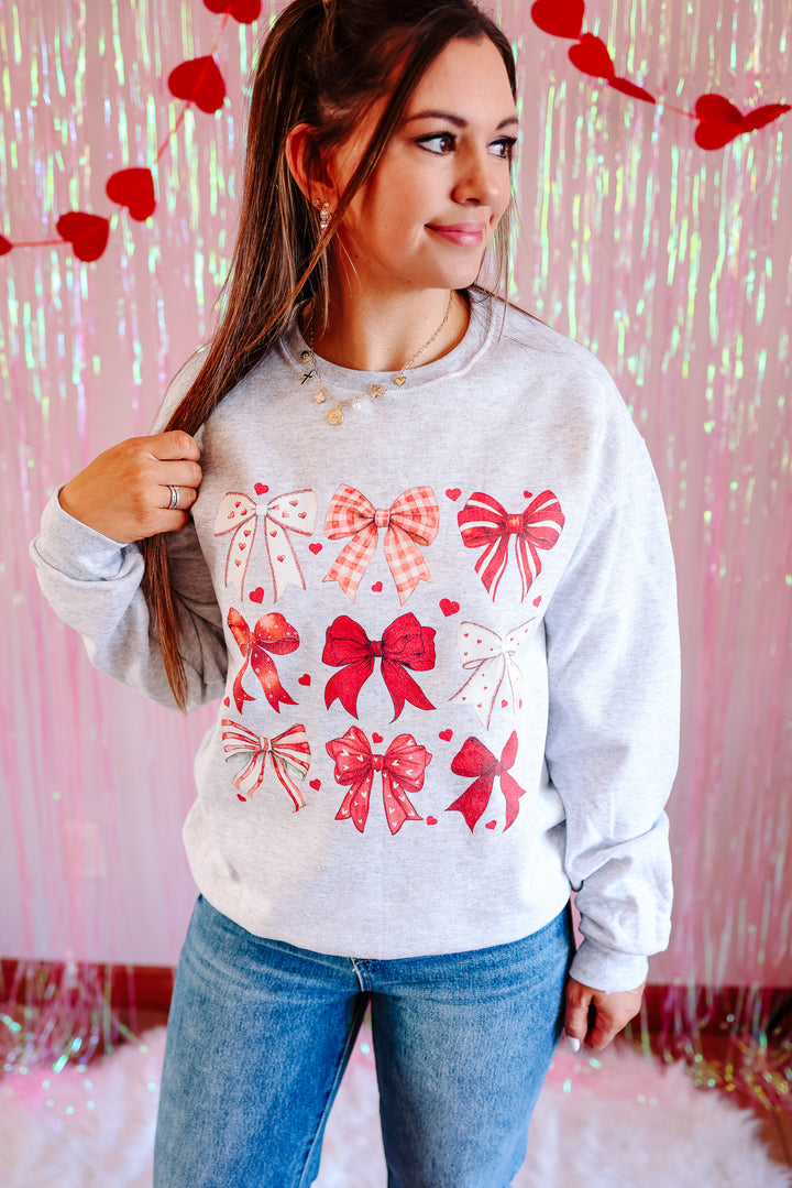 Valentine's Bows Crewneck Sweatshirt - Ash Grey