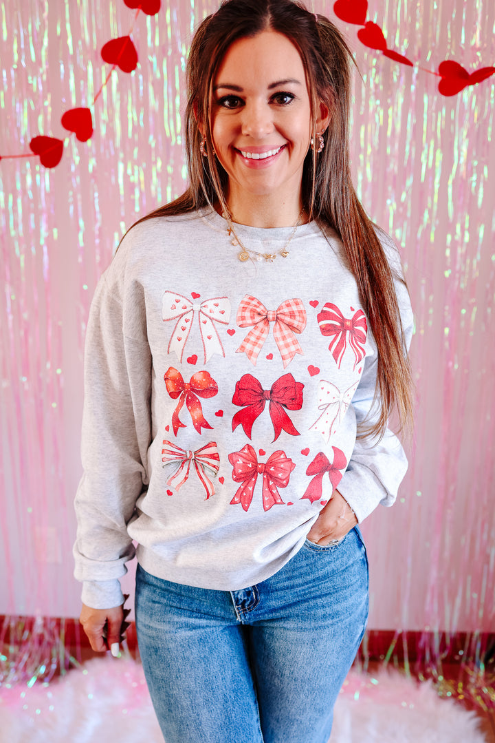 Valentine's Bows Crewneck Sweatshirt - Ash Grey