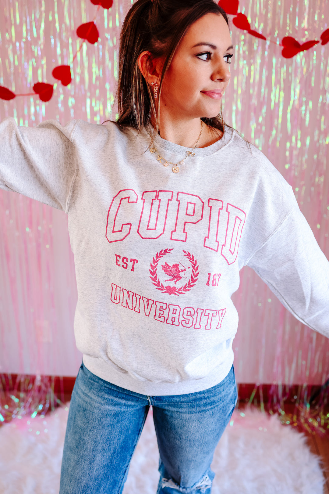 Cupid "U" Love 101 Crewneck Sweatshirt - Ash Grey