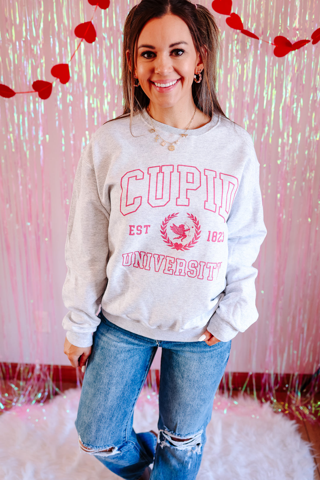 Cupid "U" Love 101 Crewneck Sweatshirt - Ash Grey