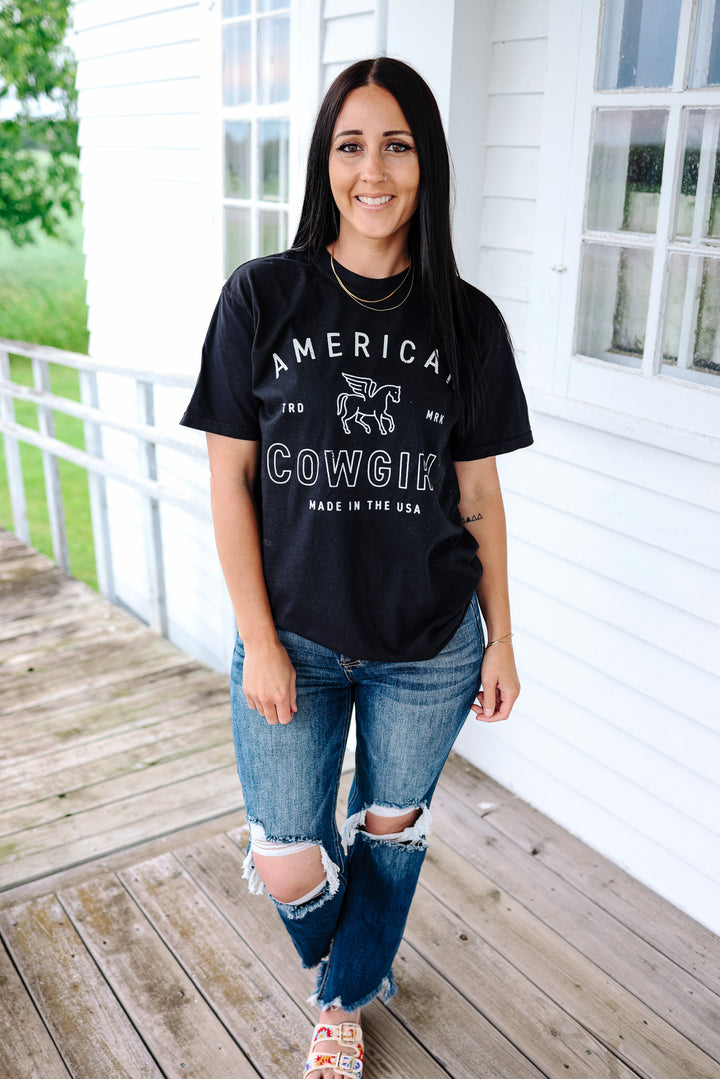 American Cowgirl Graphic Tee - Black