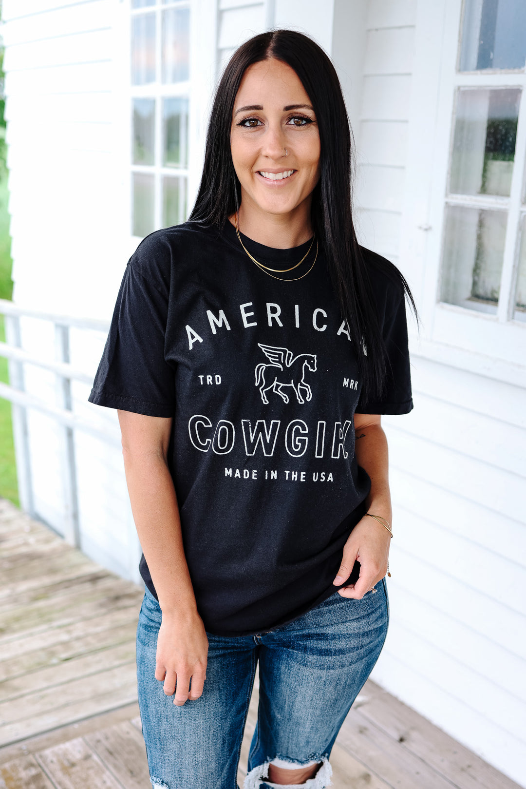 American Cowgirl Graphic Tee - Black