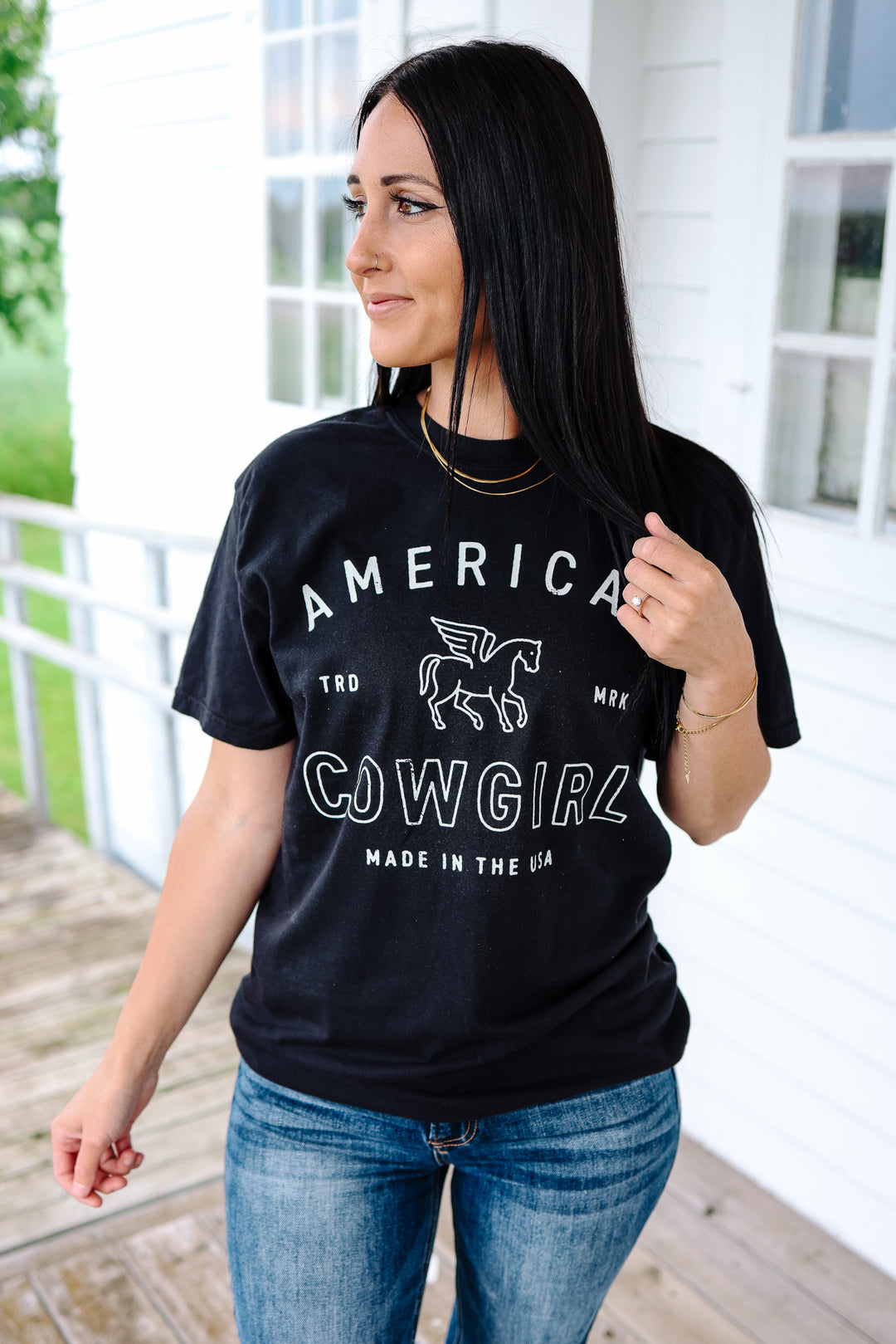 American Cowgirl Graphic Tee - Black