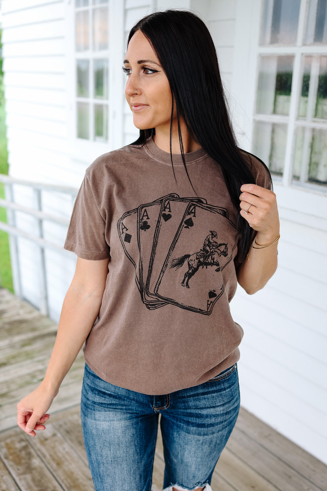 Ace of Cowboys Graphic Tee - Espresso