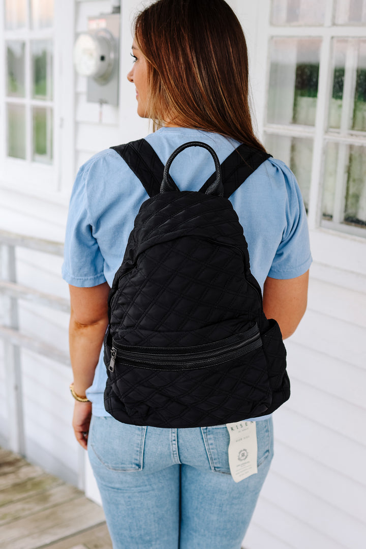 Emmie Quilted Backpack - Black