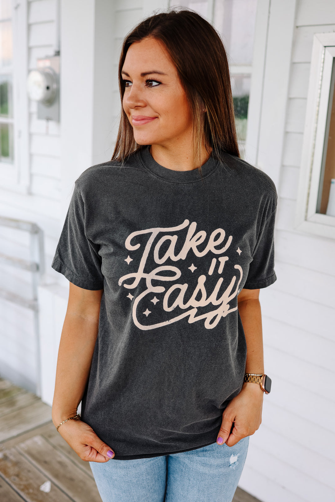 Take It Easy Graphic Tee - Pepper