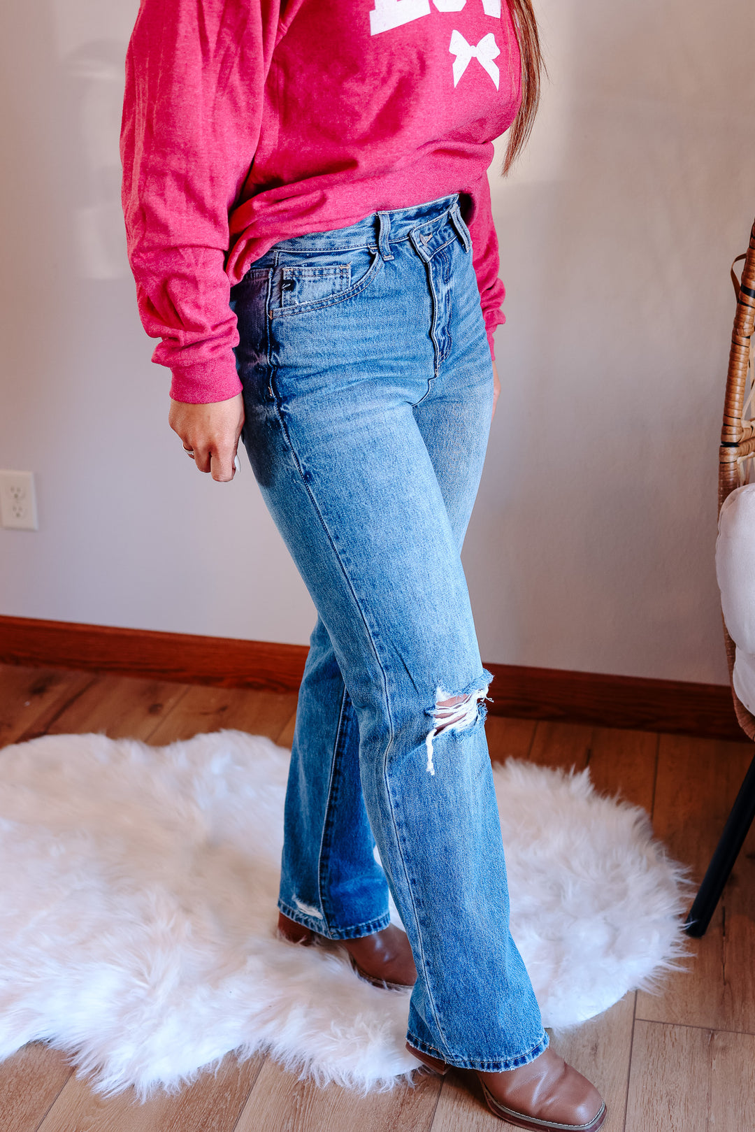 KANCAN: Jordi Highrise 90's Criss Cross Straight Jeans