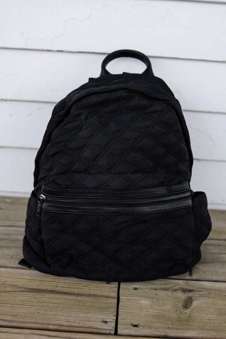 Emmie Quilted Backpack - Black