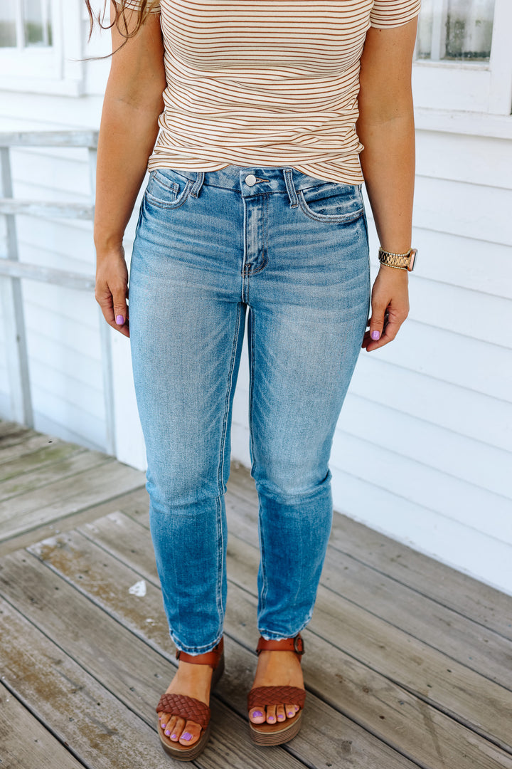 FLYING MONKEY: Tayler High Rise Slim Straight Jeans