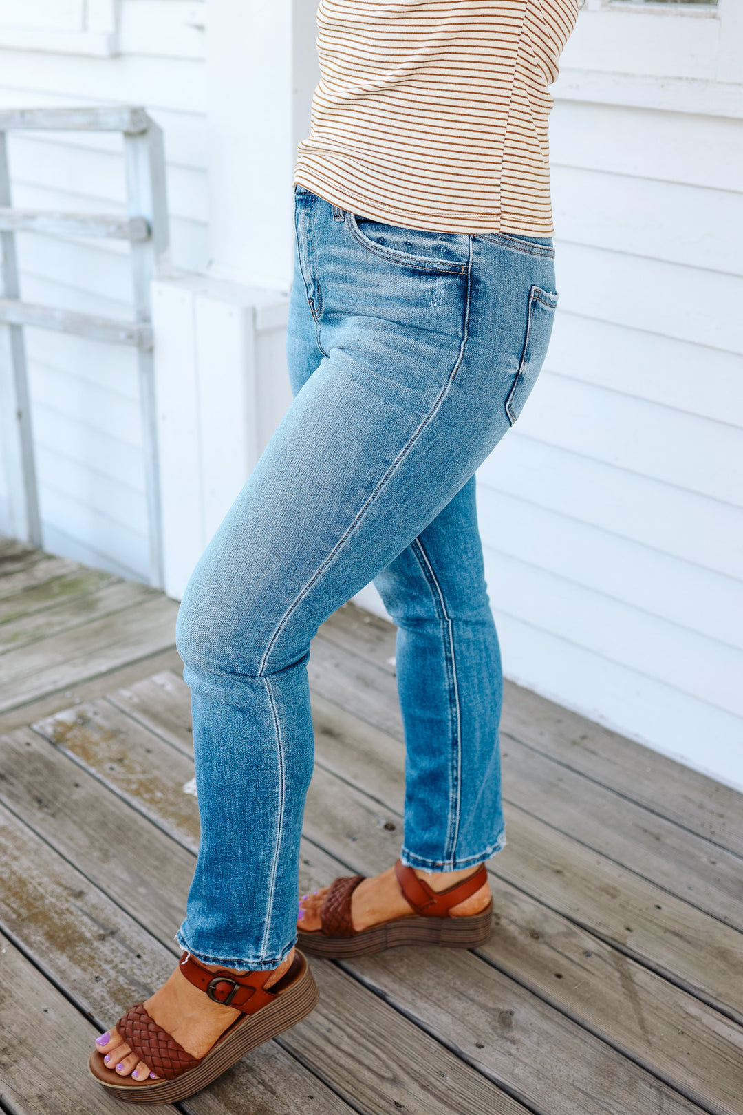 FLYING MONKEY: Tayler High Rise Slim Straight Jeans