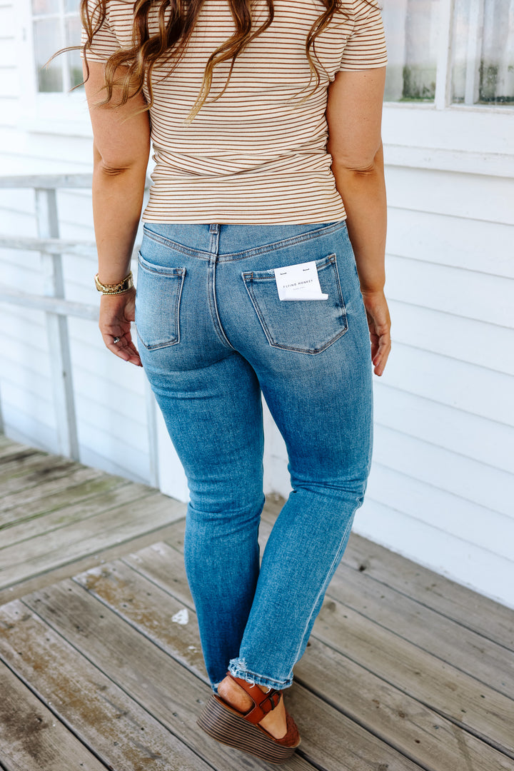 FLYING MONKEY: Tayler High Rise Slim Straight Jeans