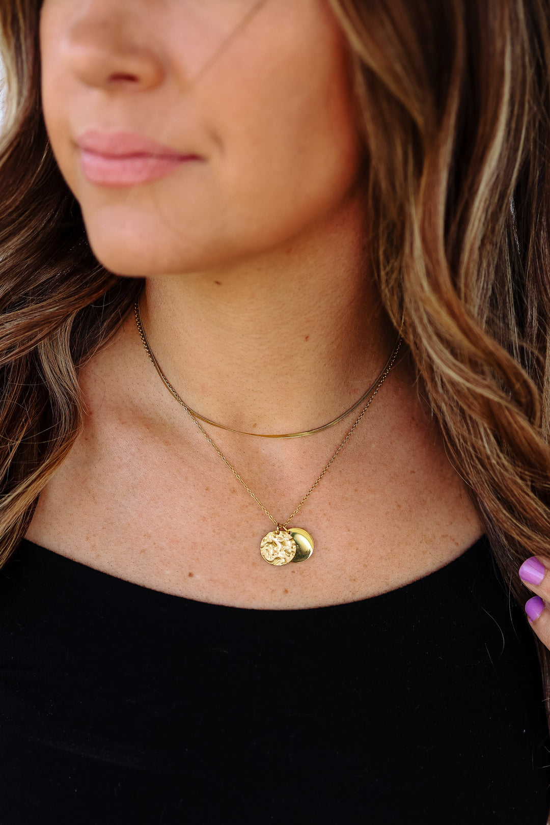 Double Coin Pendant Necklace