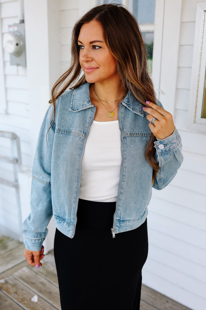 Kennedy Zip Up Denim Jacket