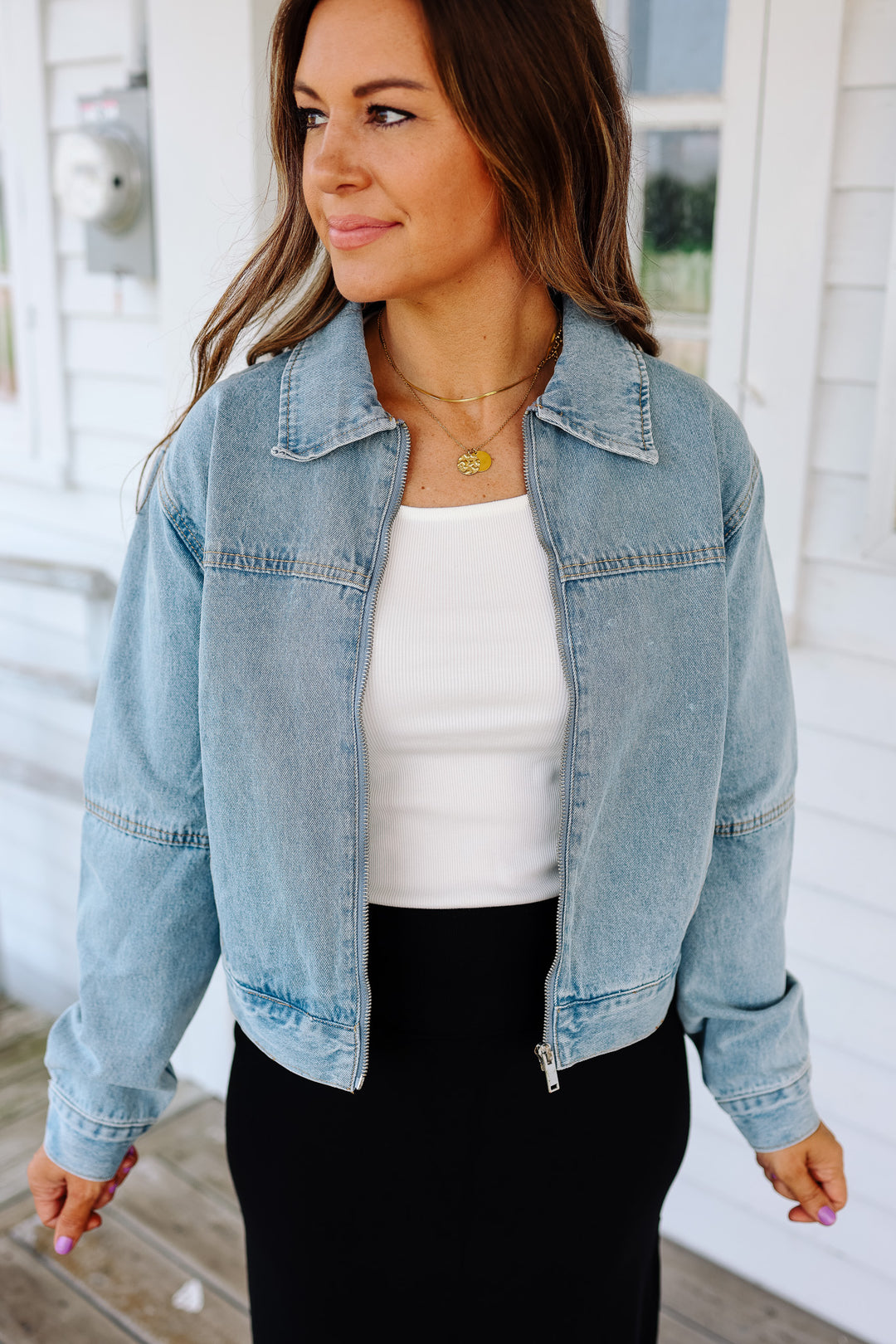 Kennedy Zip Up Denim Jacket