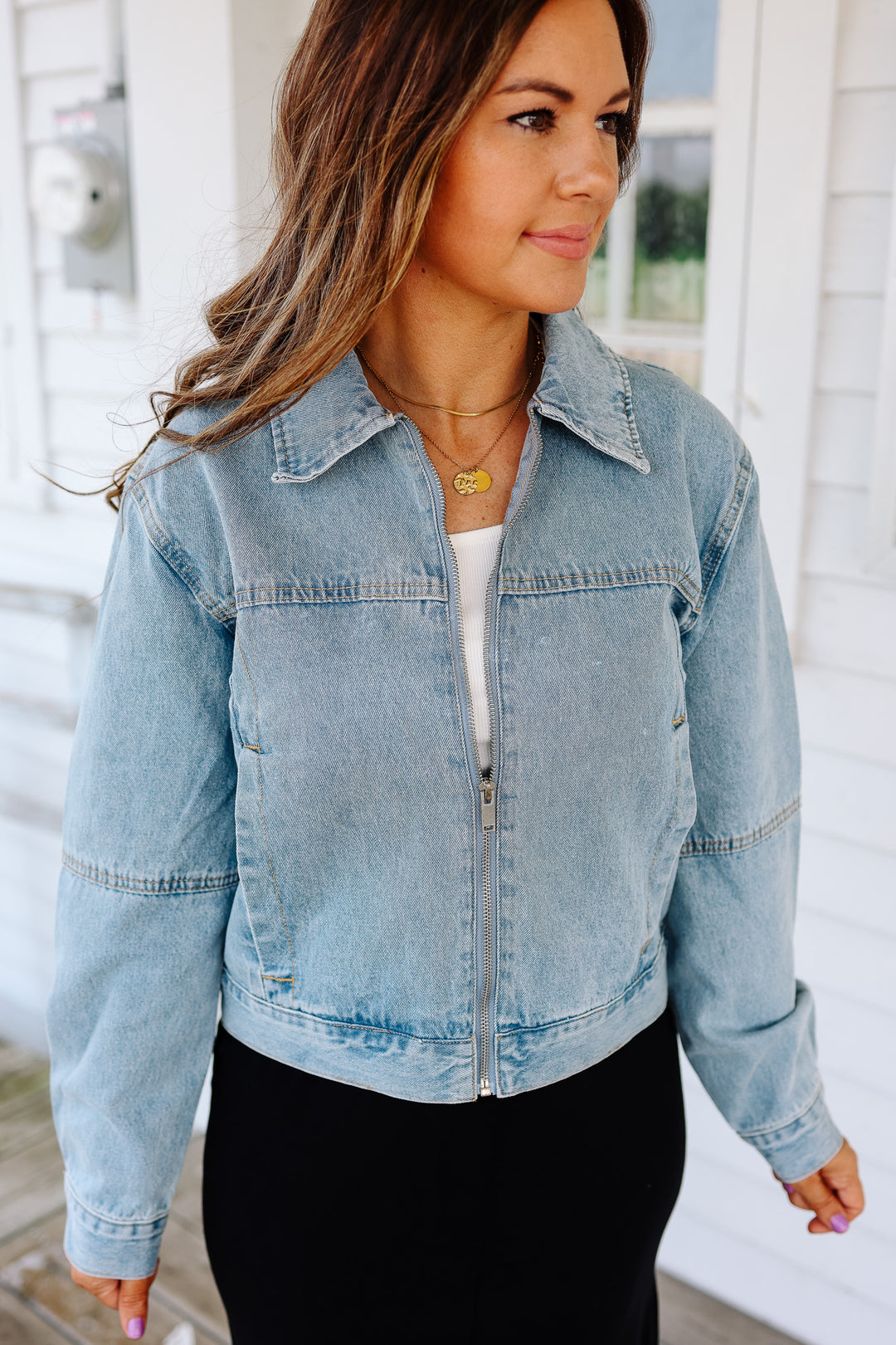 Kennedy Zip Up Denim Jacket