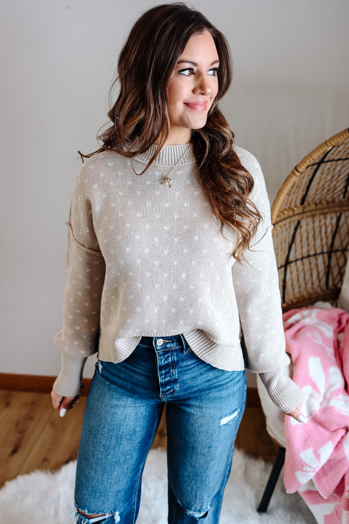 Dottie Heart Pattern Sweater - Neutral