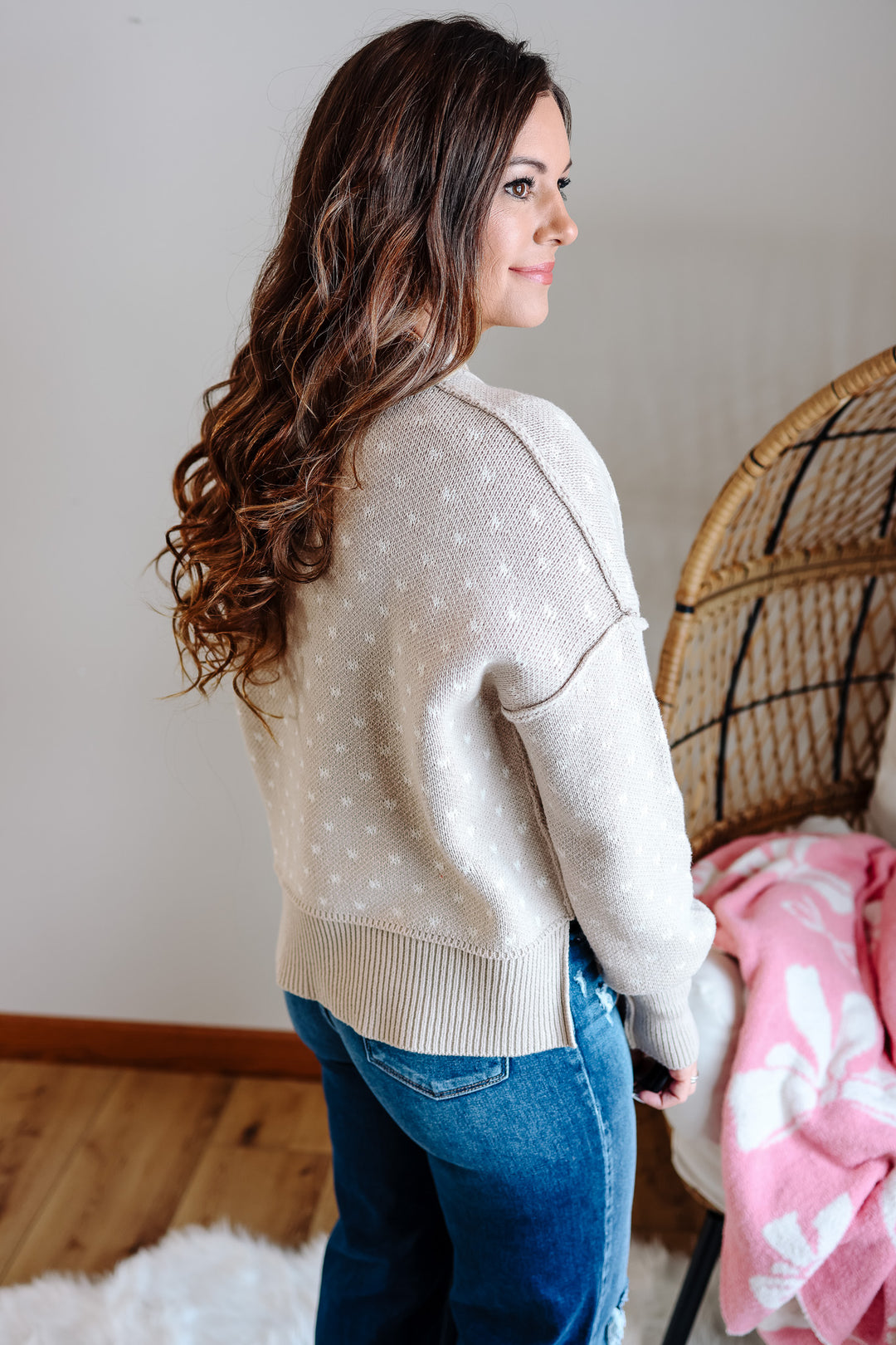 Dottie Heart Pattern Sweater - Neutral