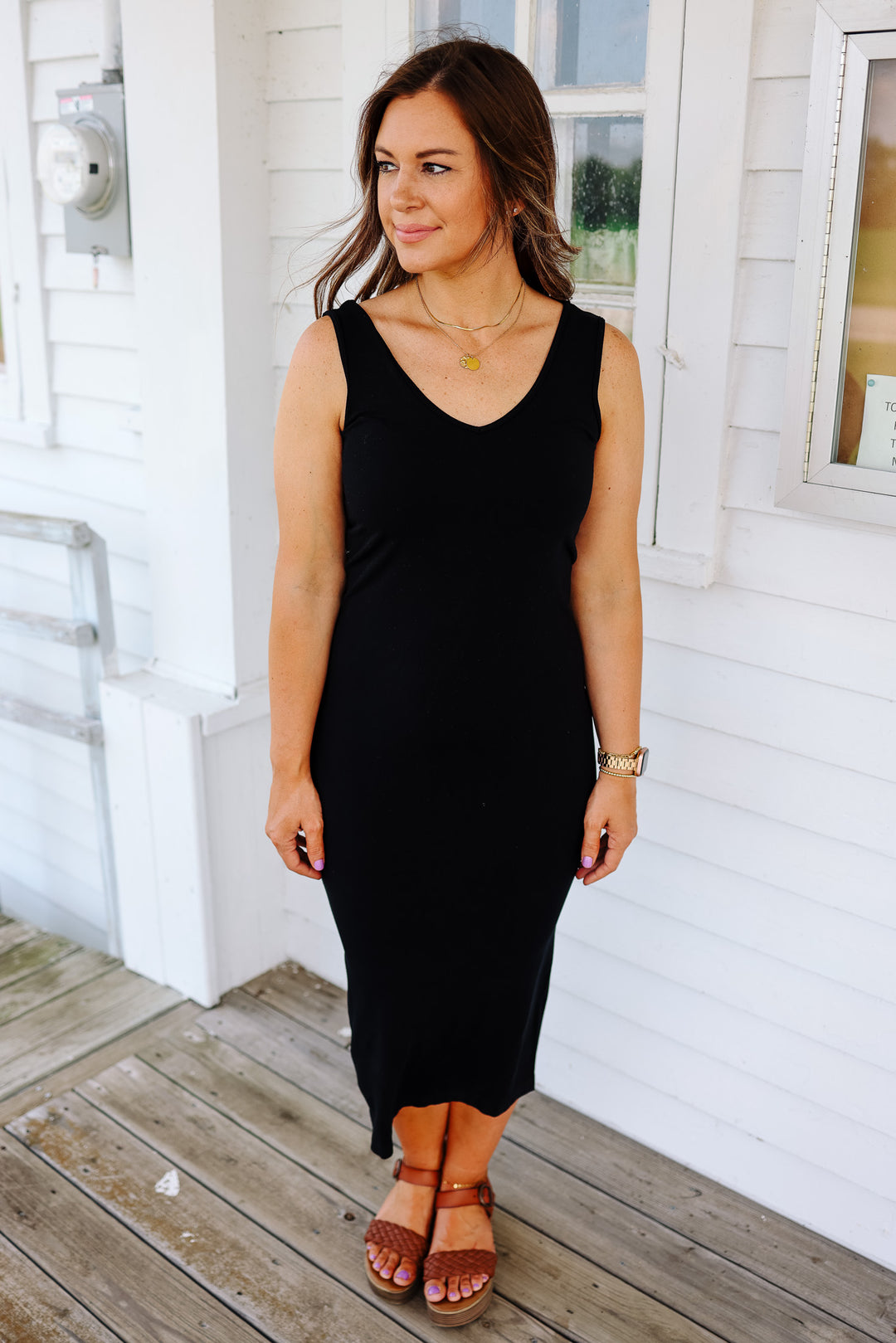 Reversible Midi Dress: Black